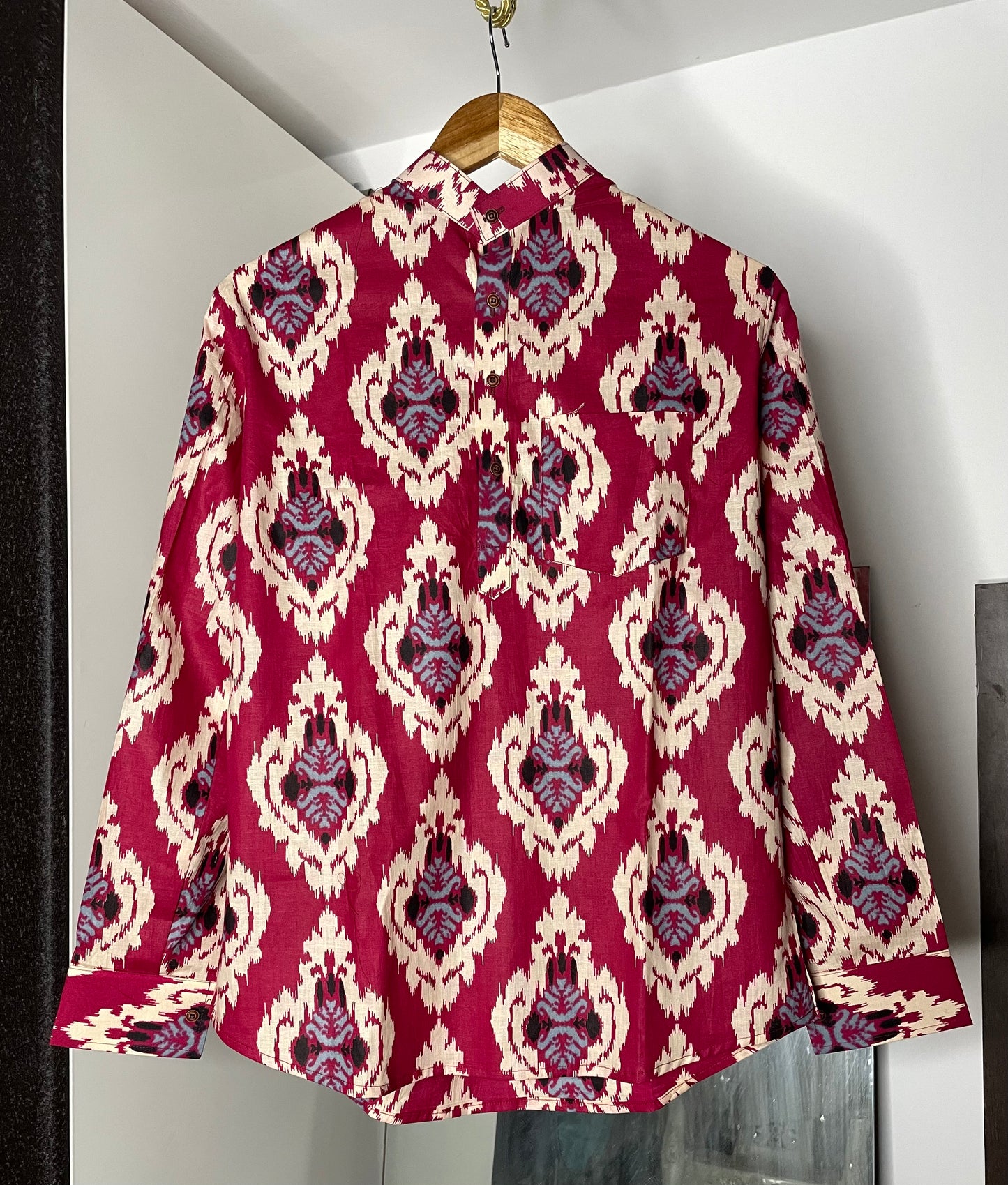 Sanganeri Printed Pure Cotton Short Kurta For Man (MAROON)