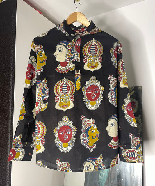 Kalamkari Printed Short Kurta for Men (BLACK)