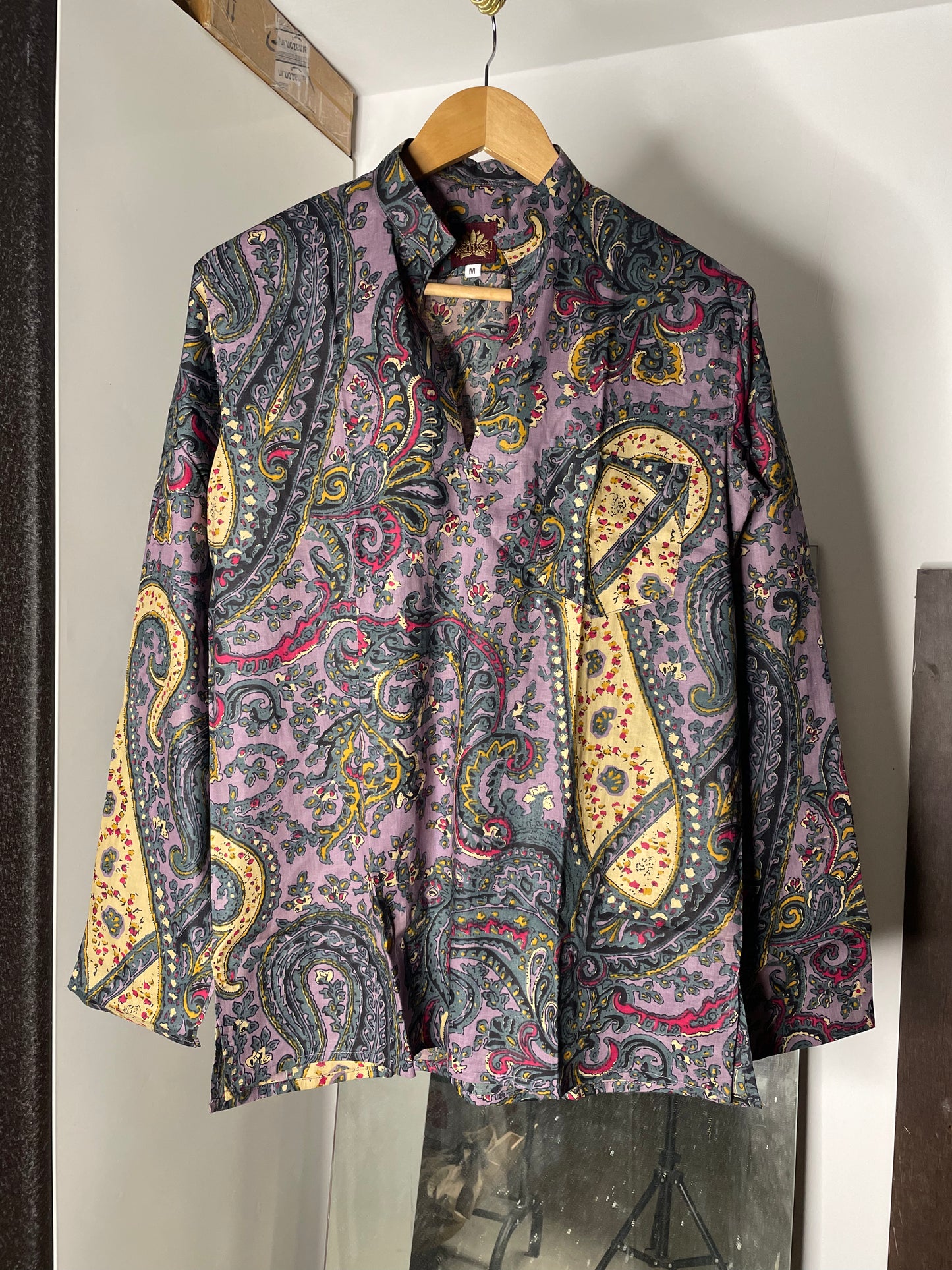 Paisley Printed Pure Cotton Short Kurta For Men