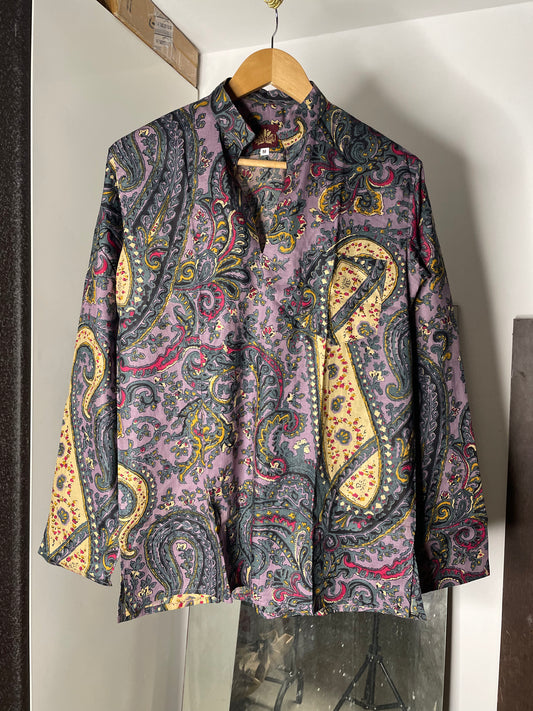 Paisley Printed Pure Cotton Short Kurta For Men