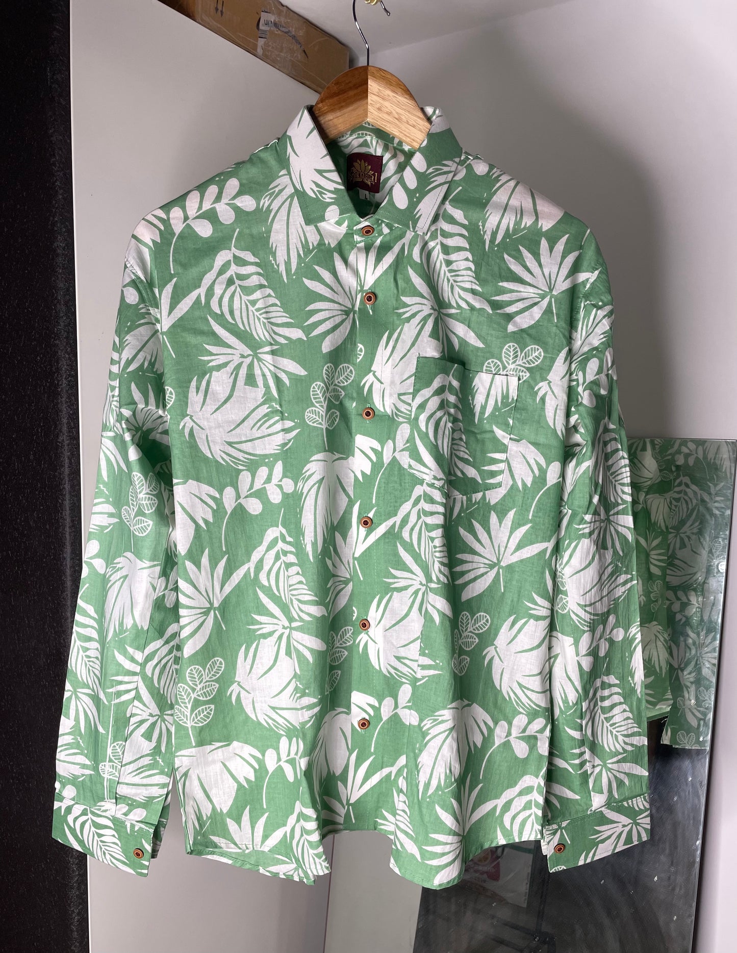 Hawaiian Printed Full Sleeve Shirt for Men (GREEN)